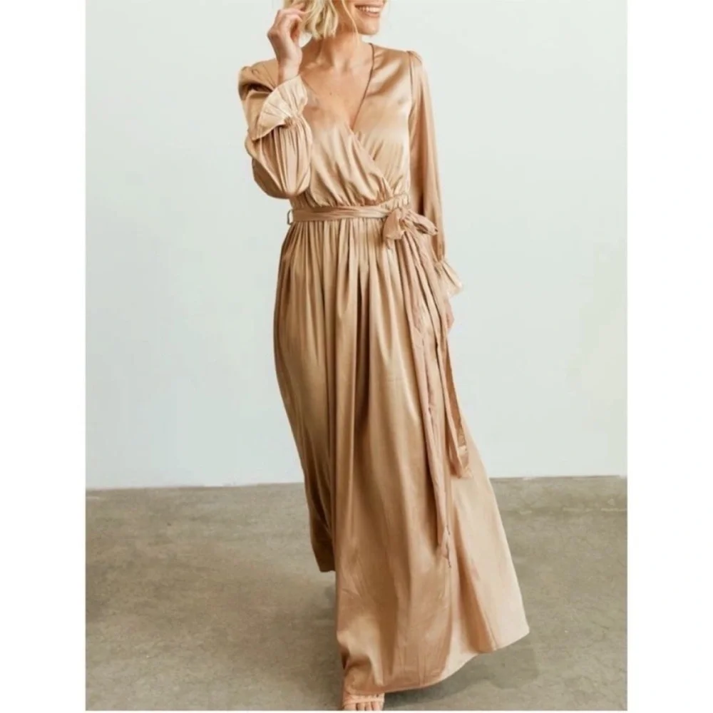 Baltic Born Holly Satin Dress in Champagne - Picture 2 of 9